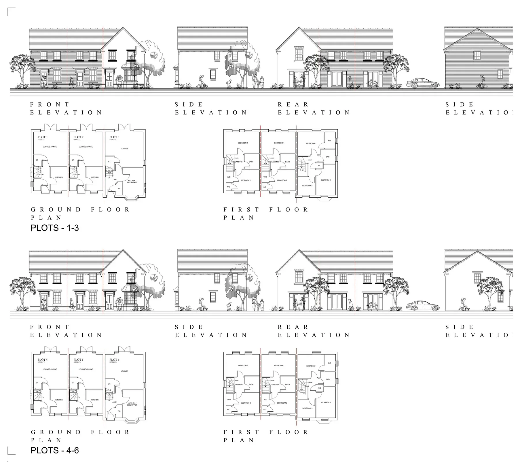 Central Garage house type plans and elevations