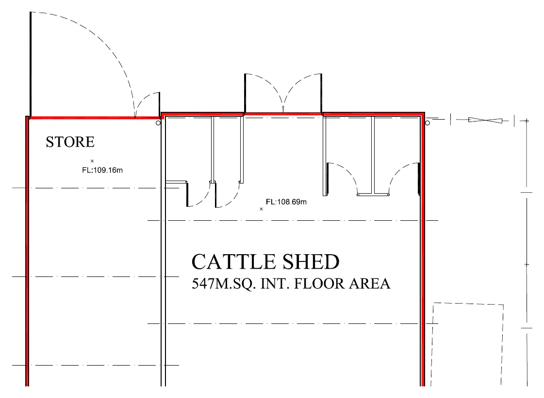 Existing agricultural building floor plans and elevations
