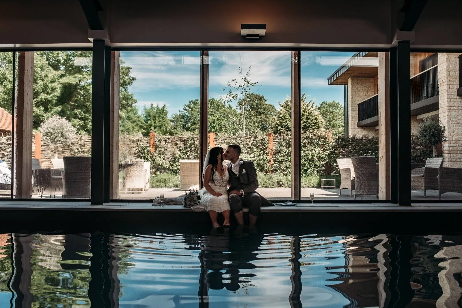 Pool interior overlooking the landscaped spa garden