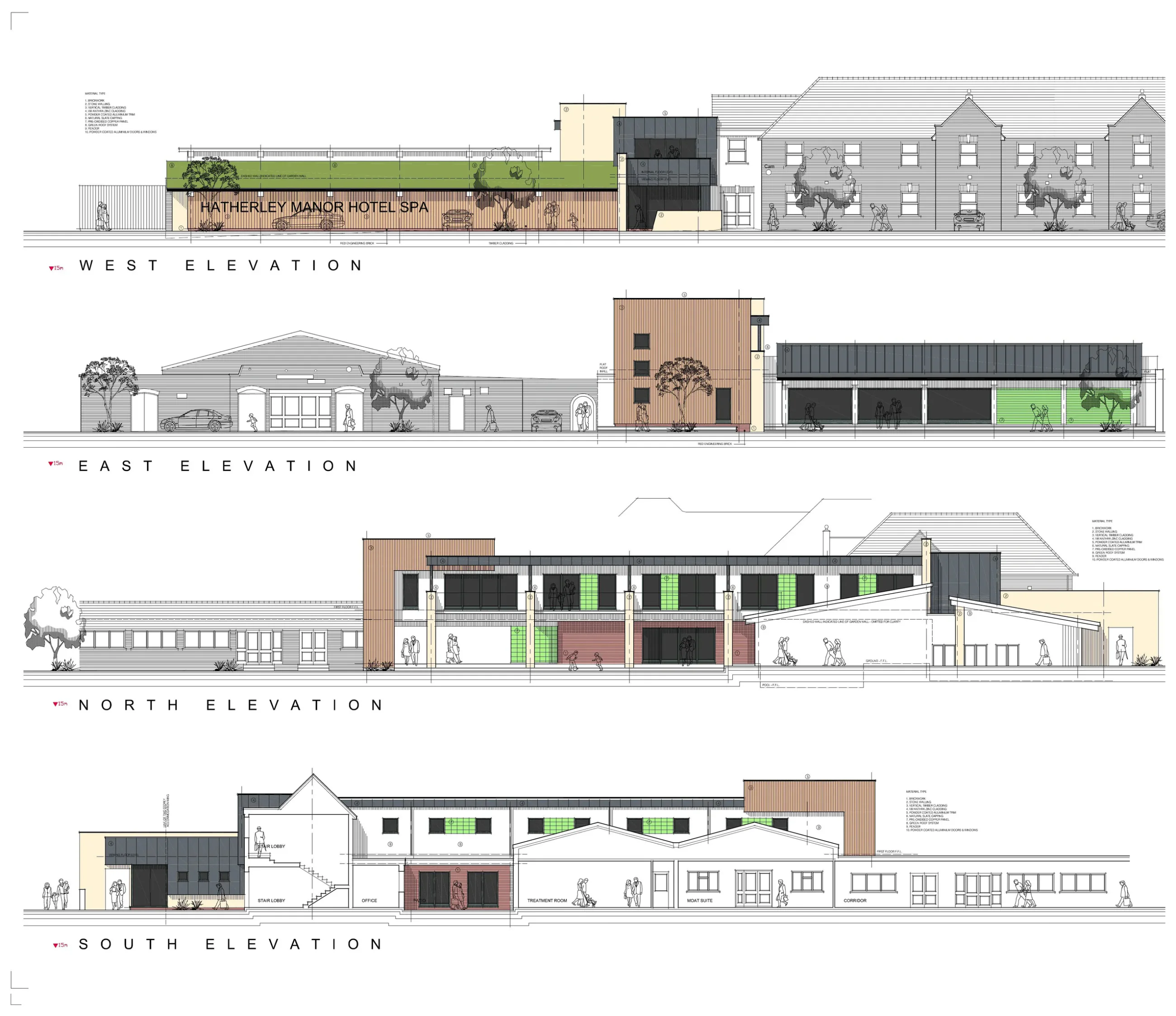 Proposed elevations for Hatherley Manor Hotel Spa