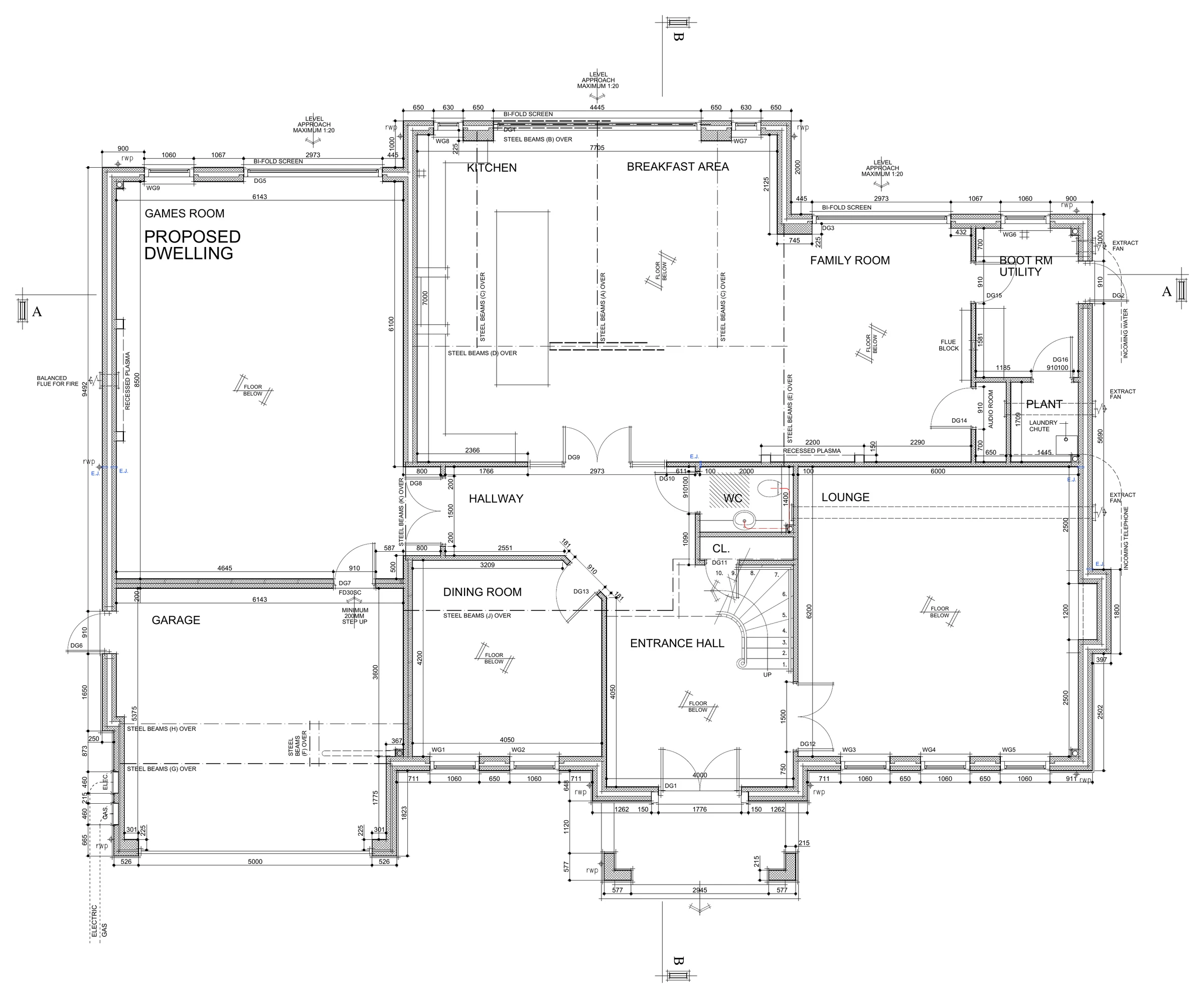 Proposed ground floor plan for 67 Middlefield Lane