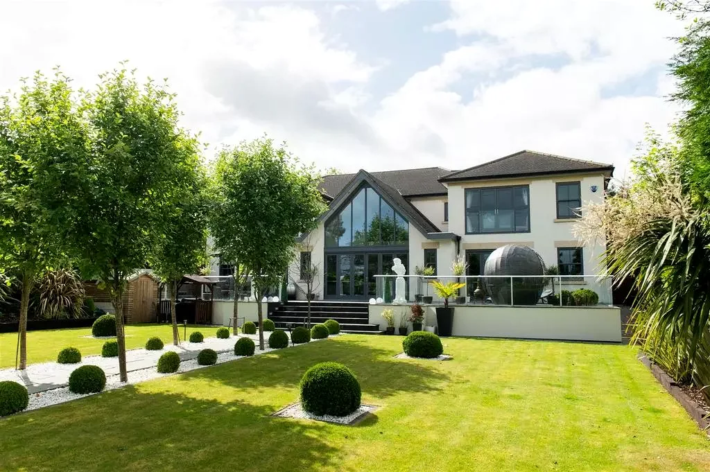 Completed daytime rear garden elevation of 67 Middlefield Lane, Hagley