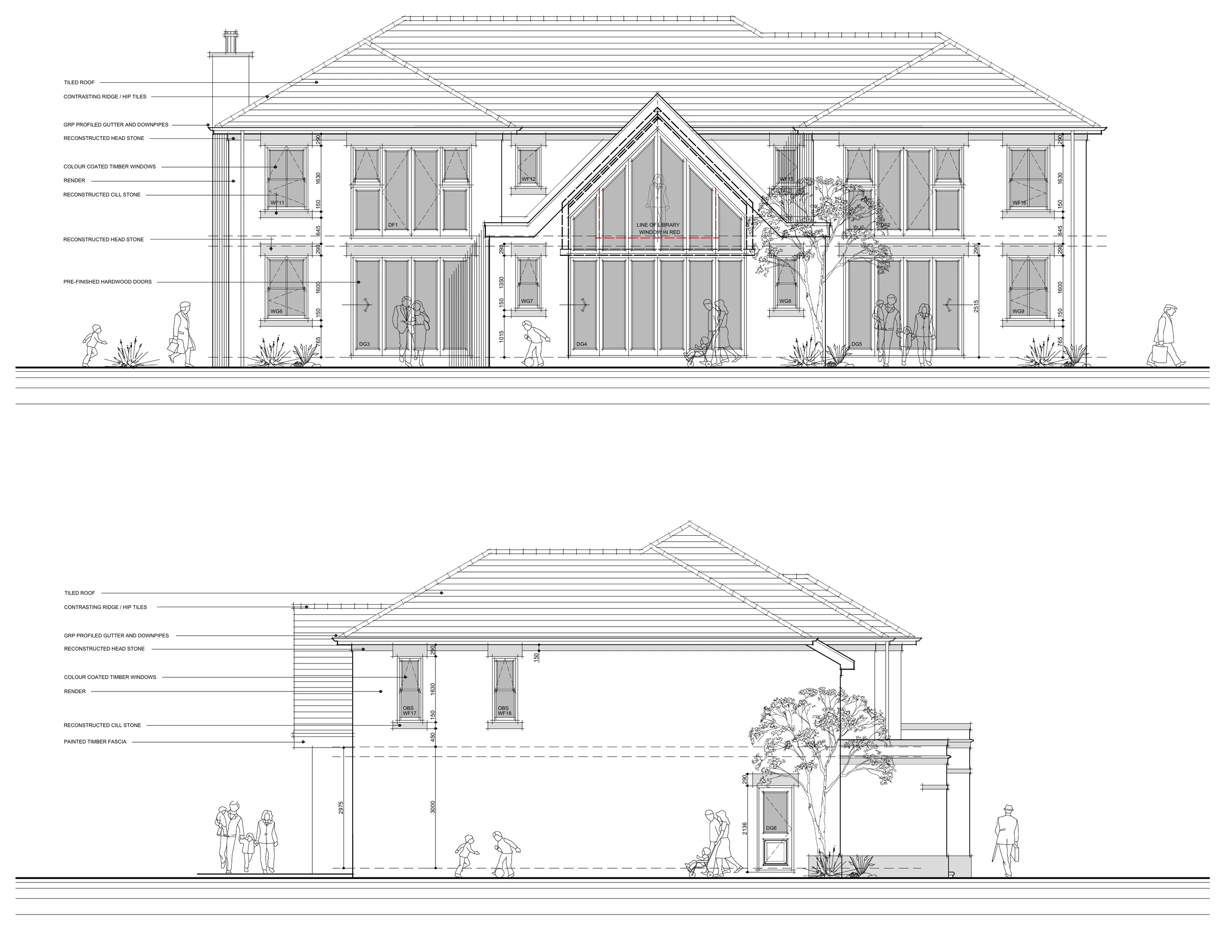 Proposed rear and side elevations for 67 Middlefield Lane