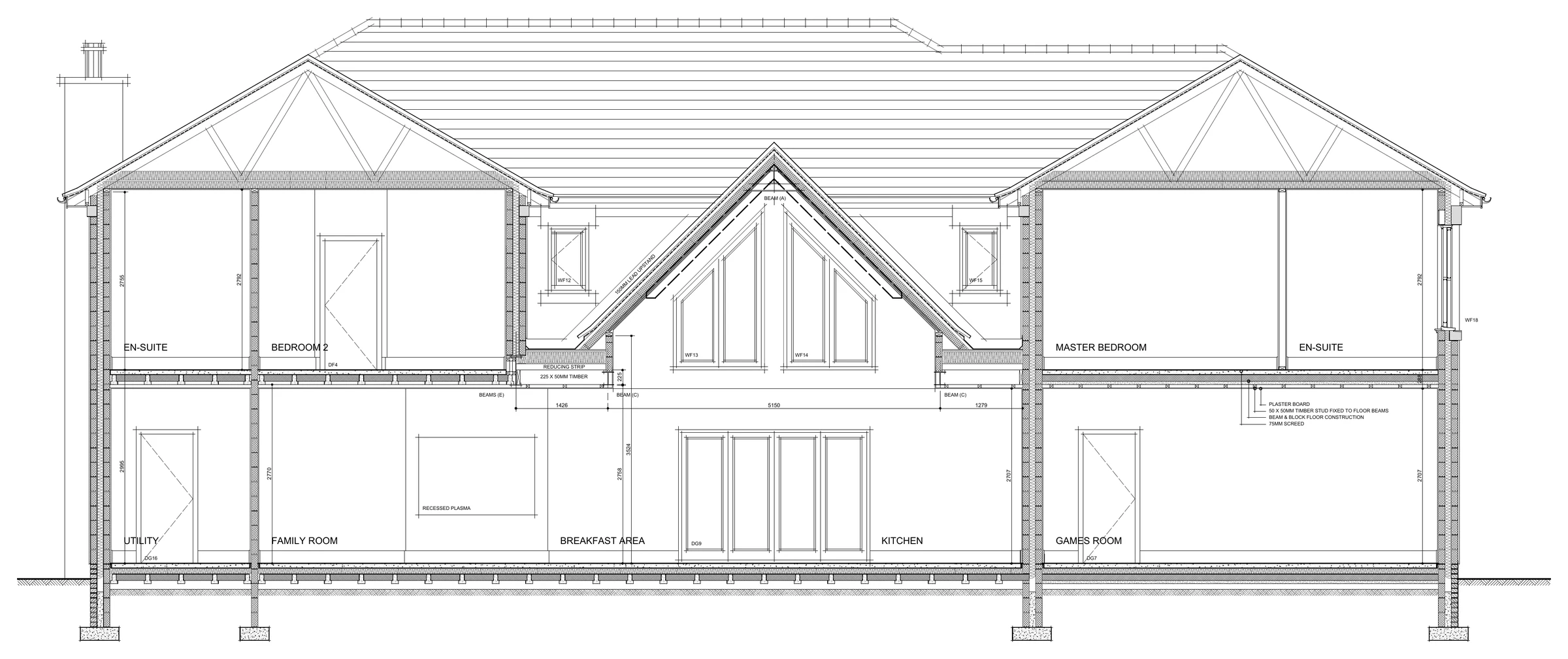 Proposed building section through 67 Middlefield Lane