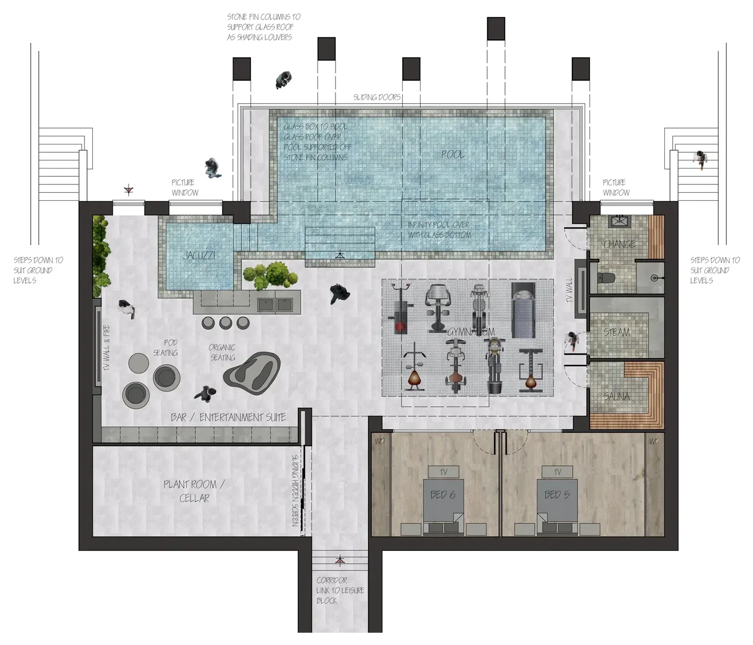 Proposed basement floor plan of Moorland House