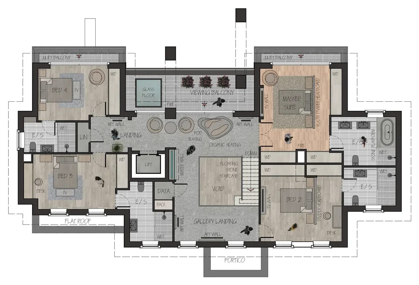 Proposed first floor plan of Moorland House
