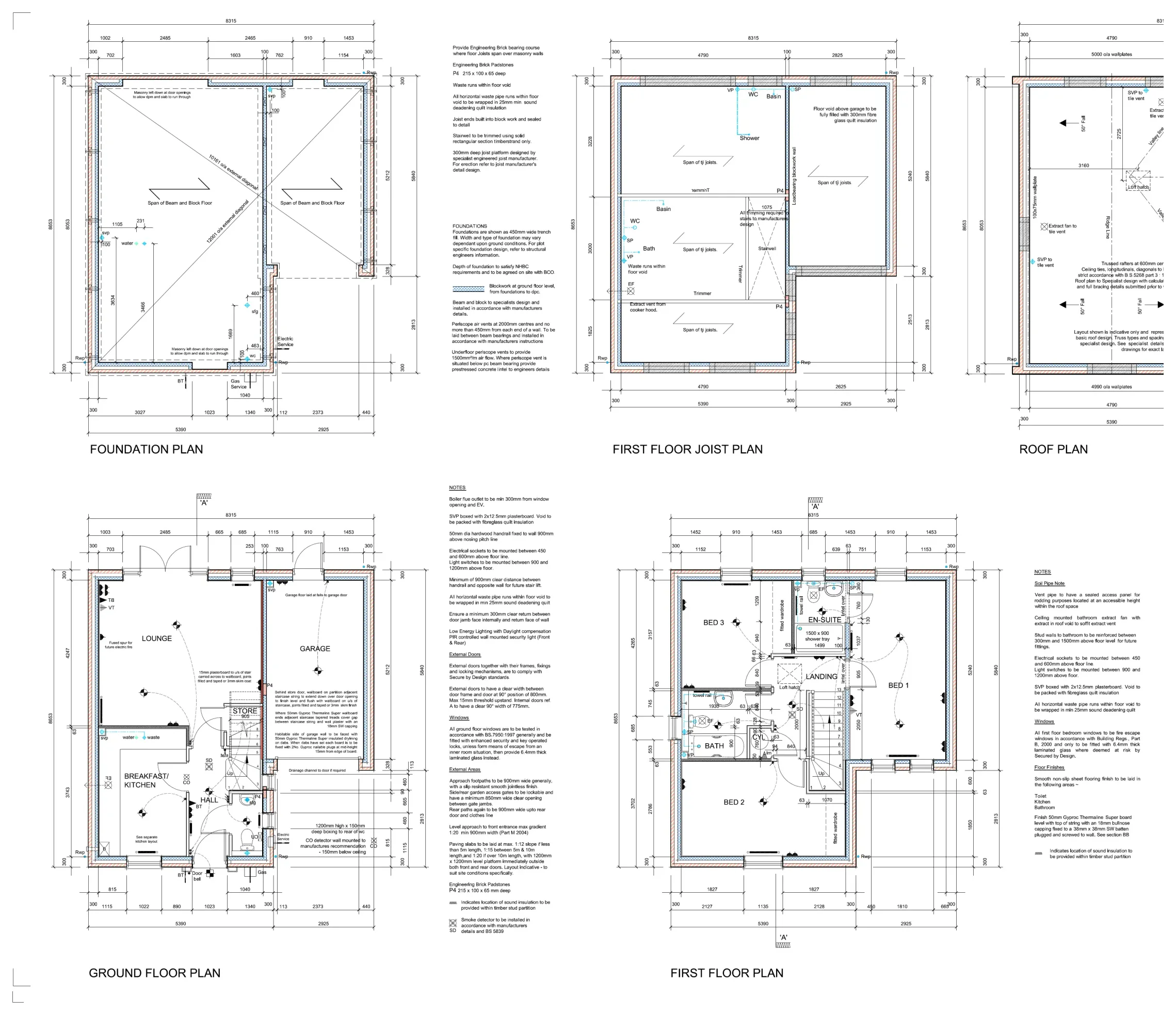 Plans for four-bedroom house types at Newbridge Crescent