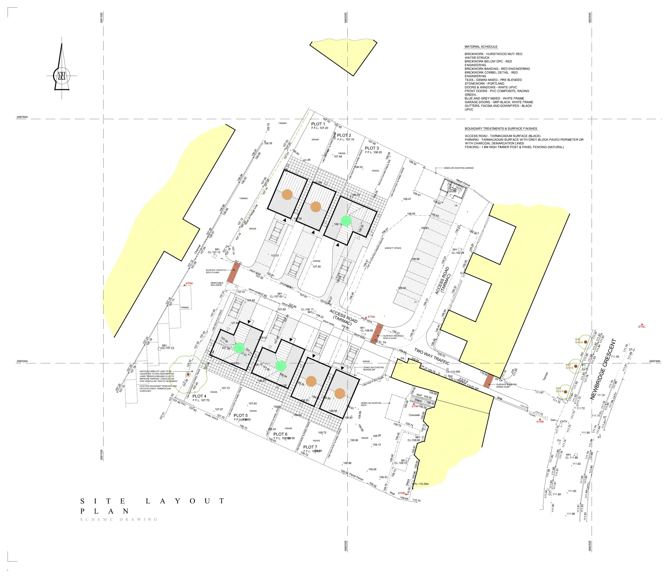 Proposed site layout for seven detached homes at Newbridge Crescent