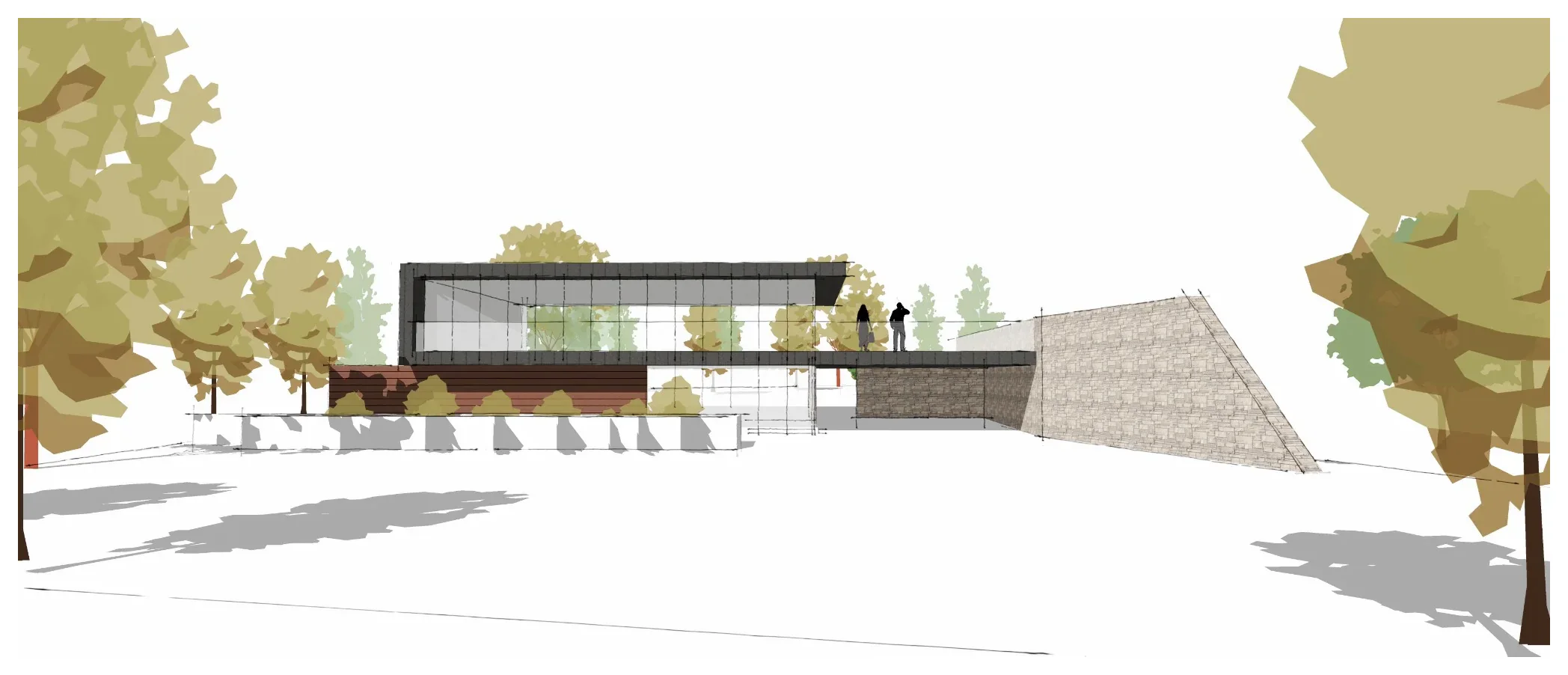 Early concept design elevation for Orchard House