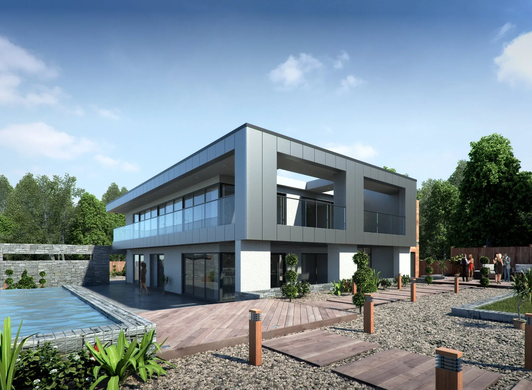Garden elevation visualisation of Orchard House