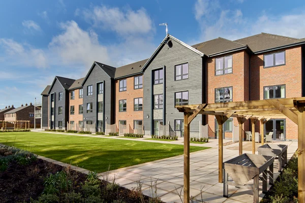 Bridge Manor care home garden and pergola