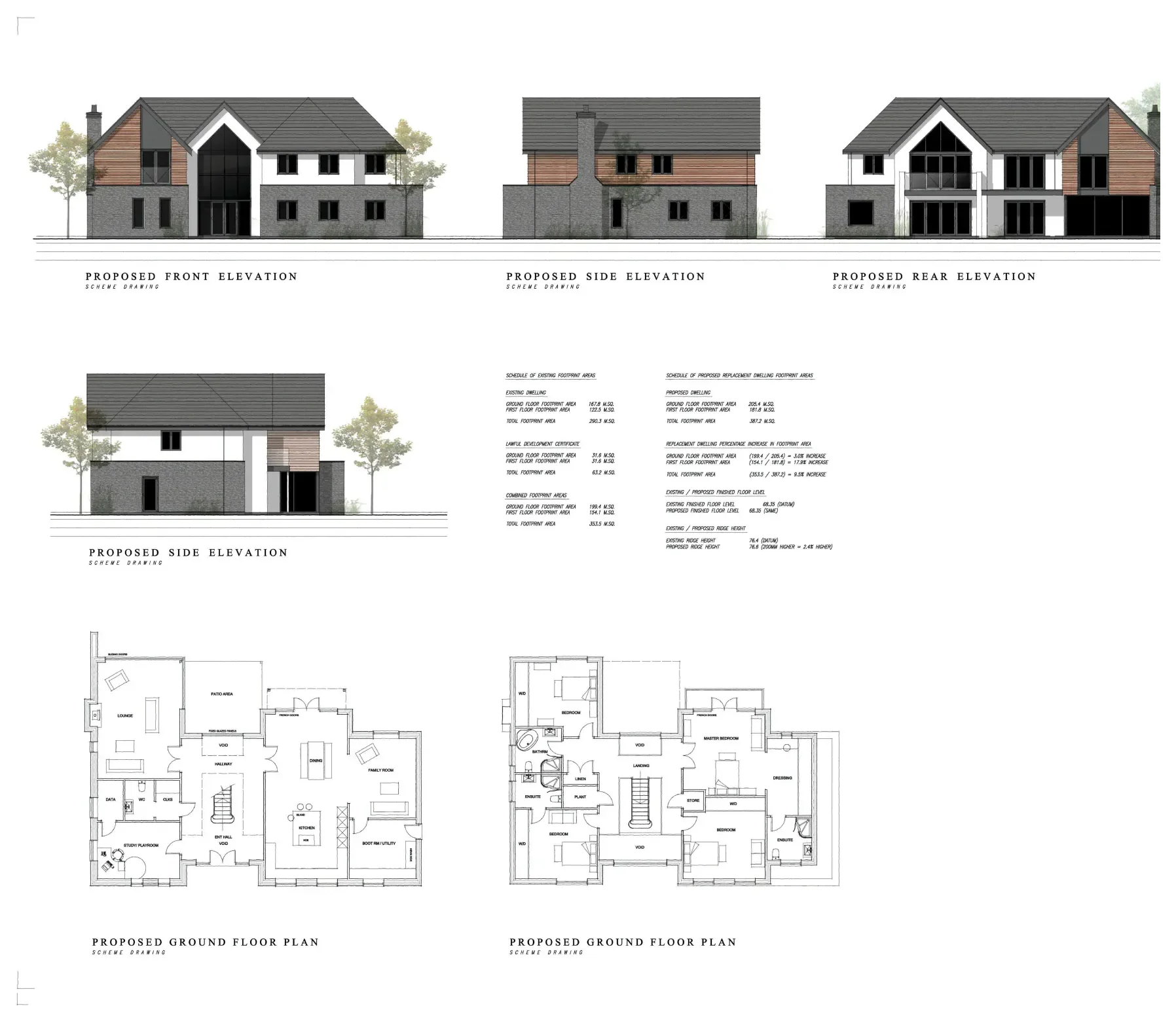 Proposed floor plans and elevations for Standish