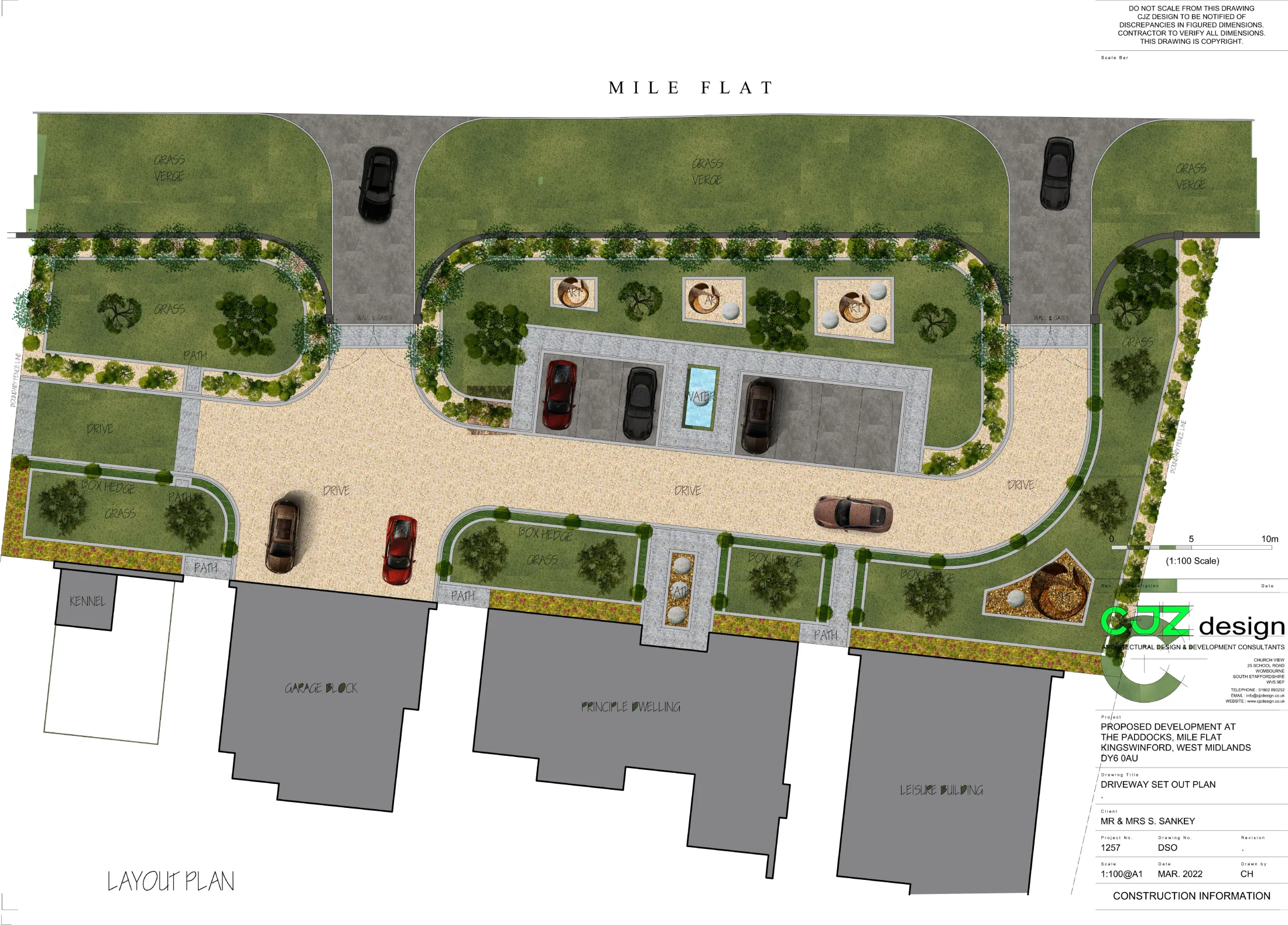 Rendered driveway and landscape plan for Standish